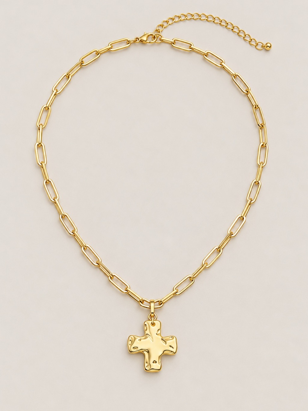 New! Gold Cross Paperclip Chain Necklace NWOT